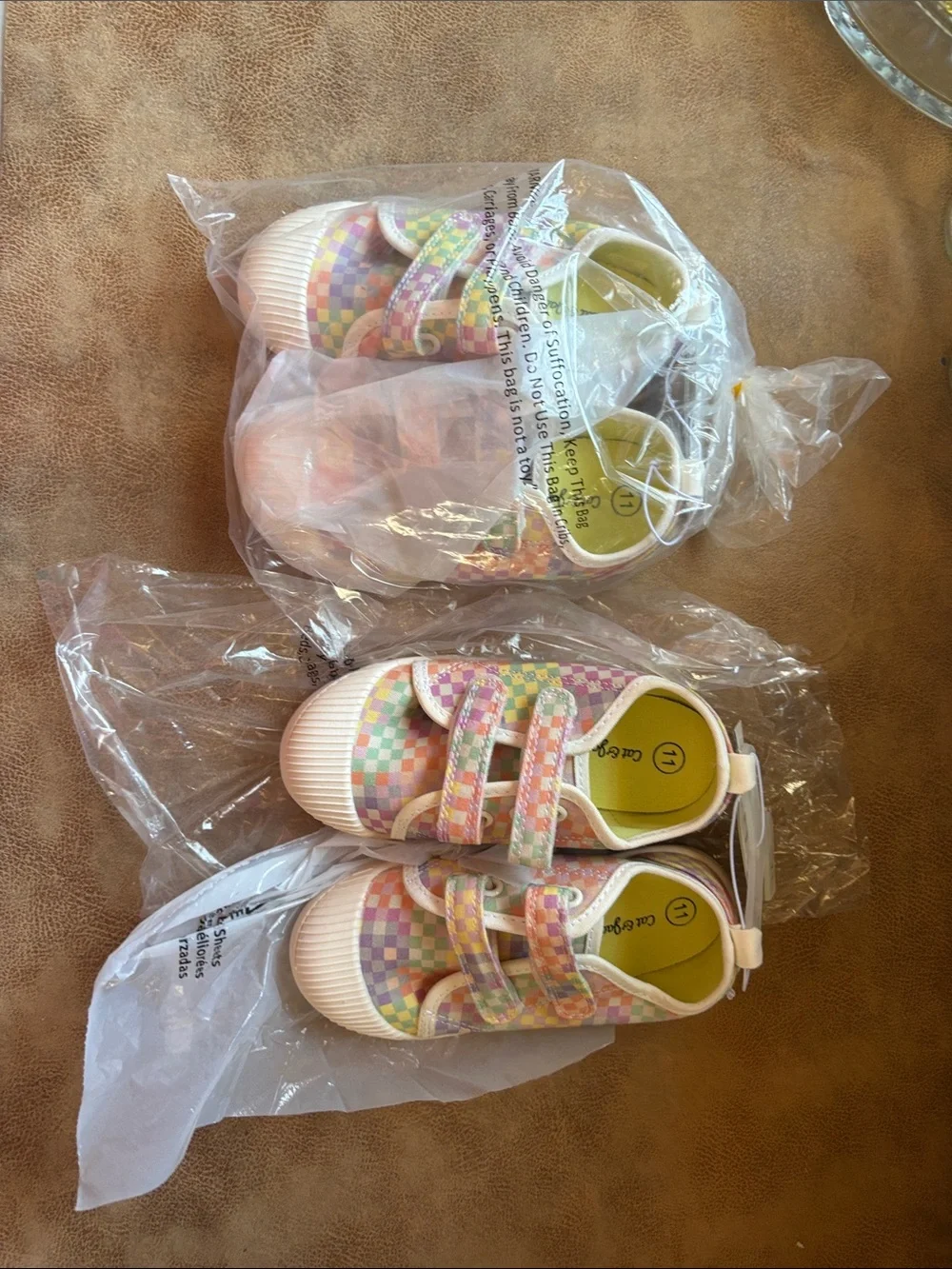 Cat & Jack Pastel Check Velcro Sneakers - Pink, Purple, Green, Yellow, Orange